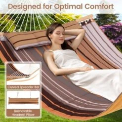Tangkula Patio Hammock Foldable Portable Swing Chair Bed Detachable Pillow Blue & Green -Tangkula GUEST 5d134bf5 e582 4198 bd2c 82f092b5a580