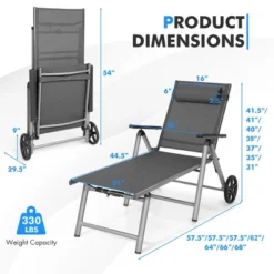 Tangkula Patio Recliner Chair Outdoor Adjustable Folding Chaise Lounge Chair W/ 2 Wheels -Tangkula GUEST 5d4f46af 96e8 4b55 bf21 48deca2f7e12