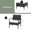 Tangkula 3PCS Wicker Rattan Furniture Patio Coffee Table Chair W/ Washable Cushion