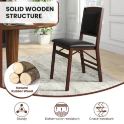 Tangkula Folding Dining Chairs Set Of 2 Foldable Wood Kitchen Chairs With Padded Seat Solid Wood Frame -Tangkula GUEST 5d7b3cad 006e 417f 8f90 7d492de3eb5a