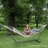 Tangkula 2-Person Heavy-Duty Hammock Stand W/ Storage Bag Portable 450 LBS Capacity