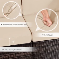 Tangkula 7PCS Patio Rattan Furniture Set Fire Pit Table Cover Cushion Beige -Tangkula GUEST 5e284cbb 8139 4b90 9a2f e597566b9e51