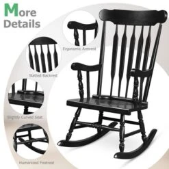 Tangkula Wooden Rocking Chair Single Rocker Indoor Garden Patio Yard Black -Tangkula GUEST 5f2681b8 a63b 426e 9f23 b1ee802907f2