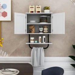 Tangkula Bathroom Wall Cabinet Medicine Storage Cabinet W/ Open Shelf & Towel Bar -Tangkula GUEST 5f4c6607 969f 40a5 b7ba f59cdbf9d1f8