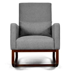 Tangkula 2-in-1 Upholstered Rocking Chair With Wood Leg & Pillow Relax Sofa Chair Light Grey/Beige/Dark Gray -Tangkula GUEST 5f5218cd e5cc 4a7a 8198 e10601212c46