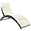 Tangkula 2PCS Foldable Rattan Wicker Chaise Lounge Chair W/ Cushion Patio Outdoor