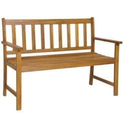 Tangkula 2-Person Outdoor Bench Patio Wooden Bench With Ergonomic Backrest & Armrests All-weather Acacia Wood Frame 48"x 22" 19 Tangkula 2-Person Outdoor Bench Patio Wooden Bench With Ergonomic Backrest & Armrests All-weather Acacia Wood Frame 48"x 22" -Tangkula GUEST 5fa1b7ef 2171 4f9f b2cf 92f4883b8ab1