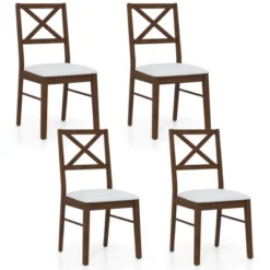 Tangkula Dining Chairs Set Of 4 Upholstered Kitchen Side Chairs W/ Rubber Wood Frame -Tangkula GUEST 602f41fd fe19 467f b7ae 1127a970e6dc