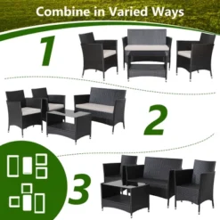 Tangkula 4PCS Outdoor Sofa Set Patio Rattan Wicker Conversation Set W/ Coffee Table -Tangkula GUEST 603ab5ce bb72 4763 95c1 9463100891cc