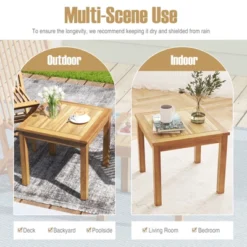 Tangkula 2PCS Outdoor Square Teak Wood End Table Coffee Table For Porch Deck Garden Patio -Tangkula GUEST 603d6f7a b56d 47eb 845d 3914eecd563f