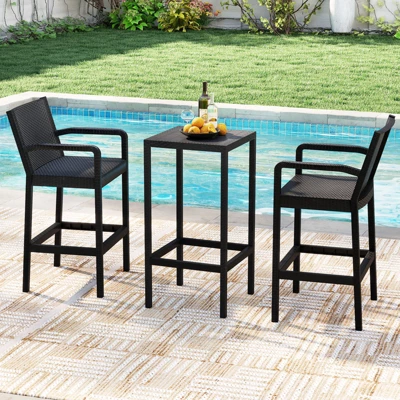 Tangkula 3 Piece Patio Bar Set Bistro Table & Chairs W/ Heavy-Duty Metal Frame 1 Tangkula 3 Piece Patio Bar Set Bistro Table & Chairs W/ Heavy-Duty Metal Frame