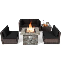 Tangkula Patio Rattan 6PCS Cushioned Sofa Set Furniture Set Thick Cushion With 34.5" Fire Pit Table For Garden Black/Blue/Red/Turquoise/Off White 20 Tangkula Patio Rattan 6PCS Cushioned Sofa Set Furniture Set Thick Cushion With 34.5" Fire Pit Table For Garden Black/Blue/Red/Turquoise/Off White -Tangkula GUEST 60b83828 7916 4285 b772 75dd711e866f