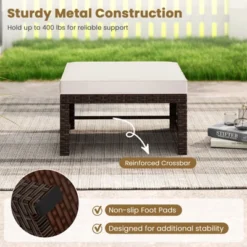 Tangkula Set Of 2 Patio PE Rattan Ottomans W/ Soft Zippered Cushions For Deck Outdoor -Tangkula GUEST 60beea22 b603 4024 9feb 6795ce259417