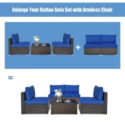 Tangkula 2PCS Patio Sectional Armless Sofas Rattan Furniture Set Outdoor W/ Cushions -Tangkula GUEST 6100c19c 97d5 4edb 9406 a29d1d55dc8f