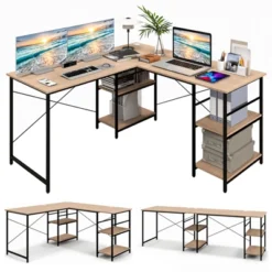 Tangkula Large L-shaped Computer Desk 60” Convertible Corner Desk With 4 Storage Shelves 95” 2-Person Long Study Writing Workstation Black/Rustic Brown/Natural/Grey 25 Tangkula Large L-shaped Computer Desk 60” Convertible Corner Desk With 4 Storage Shelves 95” 2-Person Long Study Writing Workstation Black/Rustic Brown/Natural/Grey -Tangkula GUEST 61249011 1a30 429d af2d f7b0f646602a