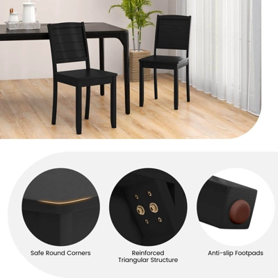 Tangkula 4 PCS Armless Wood Dining Chair W/ Rubber Wood Legs Curved Backrest Kitchen 4 Tangkula 4 PCS Armless Wood Dining Chair W/ Rubber Wood Legs Curved Backrest Kitchen - Image 4