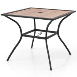 Tangkula Patio Table For 4 People W/ Umbrella Hole Wood-Like Tabletop Metal Support Legs -Tangkula GUEST 617c883b ab18 430d 8f00 10e3358fcbed