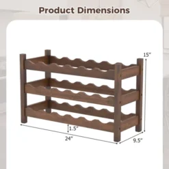 Tangkula 3 Tier 18 Bottle Drinks Storage Cabinet Shelf Bamboo Drinks Rack For Drinks Lovers -Tangkula GUEST 61ca1f9c b1dc 404b aa38 58886f7dcf6c