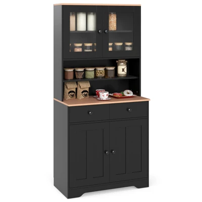 Tangkula Pantry Cabinet 67" Tall Kitchen Floor Cabinet W/ 2 Removable Shelves 2 Drawers 9 Tangkula Pantry Cabinet 67" Tall Kitchen Floor Cabinet W/ 2 Removable Shelves 2 Drawers - Image 9