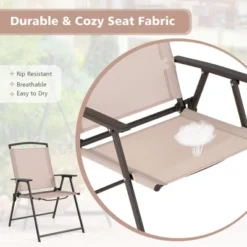 Tangkula 2/4 Piece Patio Folding Chairs Outdoor Dining Chairs W/ Breathable Fabric Heavy Duty Steel & Rustproof Steel Frame -Tangkula GUEST 6203c685 9628 4106 bdd0 2c99cf58623c