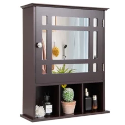 Tangkula Mirrored Medicine Cabinet Bathroom Wall Mounted Storage W/Adjustable Shelf -Tangkula GUEST 62b0b940 a845 43a9 9d60 550b3a05ef9c