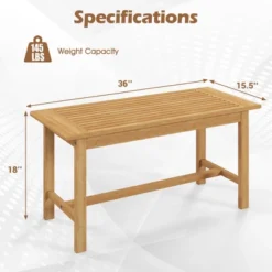 Tangkula 36"Patio Coffee Table Solid Wood Coffee Table W/ Slatted Tabletop Natural -Tangkula GUEST 63015a30 b8c3 4d63 b9b3 7d9cb7b6542f