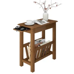 Tangkula End Table Pull-out Tray Shelf Accent Side Nightstand Rubber Wood Leg Rustic Oak 11 Tangkula End Table Pull-out Tray Shelf Accent Side Nightstand Rubber Wood Leg Rustic Oak -Tangkula GUEST 638f4525 3125 4370 a214 48161ab12370