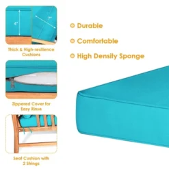 Tangkula 8pcs Wooden Patio Furniture Set Table & Sectional Sofa W/ Turquoise Cushion -Tangkula GUEST 63f83eb0 67b1 4eb1 99e3 392f30ef940b