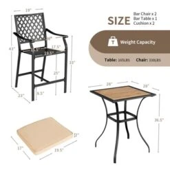 Tangkula 3 Piece Patio Bar Bistro Set, Outdoor Bar Height Stool & Table Ergonomic Seat W/ Comfortable Cushion Reinforced Steel Structure -Tangkula GUEST 64120944 2983 43dd 84c9 e0eae5164949
