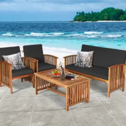 Tangkula 4PCS Patio Acacia Wood Sofa Set Conversation Couch Coffee Table With Cushions 16 Tangkula 4PCS Patio Acacia Wood Sofa Set Conversation Couch Coffee Table With Cushions -Tangkula GUEST 641af91a 17c5 4d75 8a07 b05d84b167c9