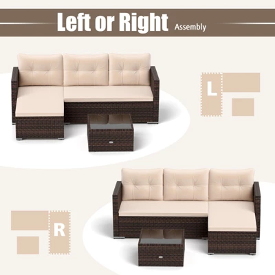 Tangkula 4 Seats Outdoor Patio Furniture Set L-Shaped Couch Set For Yard 6 Tangkula 4 Seats Outdoor Patio Furniture Set L-Shaped Couch Set For Yard - Image 6