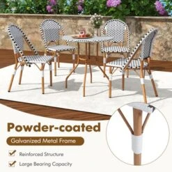 Tangkula 3 Piece French Bistro Table Chair Set Outdoor Wicker Round Table & 2 Dining Chairs -Tangkula GUEST 64b956ea ecab 4147 87b1 dbd7da3d6e6d