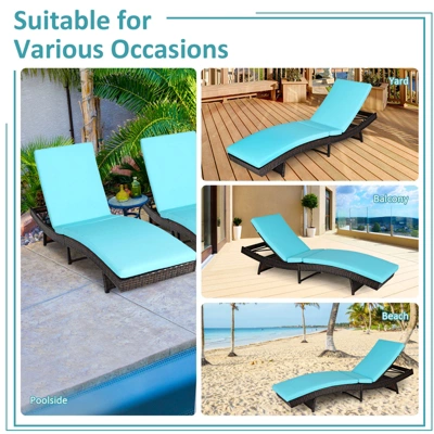 Tangkula Patio Adjustable Rattan Chaise Lounge Chair Folding Reclining Wicker Chair 6 Tangkula Patio Adjustable Rattan Chaise Lounge Chair Folding Reclining Wicker Chair - Image 6