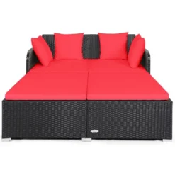 Tangkula Patio Rattan Daybed With 4 Pillows Cushioned Sofa For Outdoor 21 Tangkula Patio Rattan Daybed With 4 Pillows Cushioned Sofa For Outdoor -Tangkula GUEST 66205bcb 63e4 4b9c 96e6 c53c598fee98