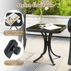 Tangkula 3 Piece Patio Rocking Set 2 Rocking Chairs W/ Tempered Glass Side Table -Tangkula GUEST 6628b8eb d08a 463d 83ce a1fb1c3bf9d6