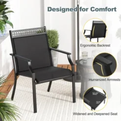 Tangkula 4 PCS Patio Chairs All Weather Outdoor Chairs With High Back Armrests Quick-Drying Fabric & Heavy-Duty Metal Frame Black -Tangkula GUEST 6698ae96 017d 46ee b0d5 fe6adc42f43d