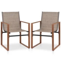 Tangkula 2 PCS Outdoor Dining Chairs Patio Furniture Chair W/ Breathable Seat & Backrest -Tangkula GUEST 669d5033 9a50 470c b2ab 77f1cfd3cb40