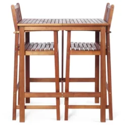 Tangkula 3-Piece Dining Table Set Acacia Wooden Table & Chair Set For Outdoor & Indoor Natural -Tangkula GUEST 66a51936 0f73 4694 9856 57ad67b162fd