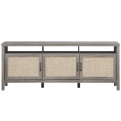 Tangkula Universal TV Stand Cabinet Television Media Console With 3 Rattan Doors Grey Oak Walnut 11 Tangkula Universal TV Stand Cabinet Television Media Console With 3 Rattan Doors Grey Oak Walnut -Tangkula GUEST 66bc182d 97a4 463d 8f80 87e143adb842
