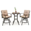 Tangkula Set Of 3 Swivel Bar Height Bistro Set Cushioned Table Stools Furniture Patio Outdoor
