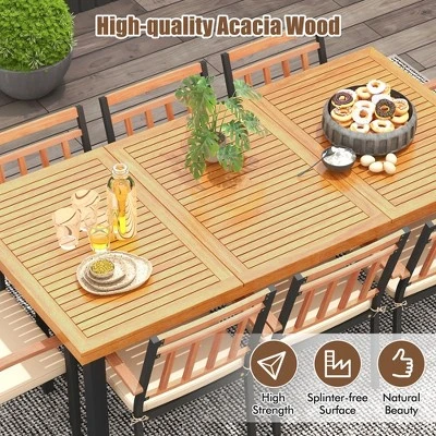 Tangkula 9 PCS Patio Dining Set W/ Soft Cushions And 1.9" Umbrella Hole For Garden 3 Tangkula 9 PCS Patio Dining Set W/ Soft Cushions And 1.9" Umbrella Hole For Garden - Image 3