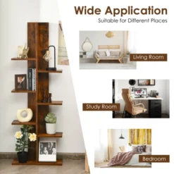 Tangkula Modern Multi-Layer Bookshelf Floor Standing Bookcase W/Anti-fall Device Storage Rack For Home Office Rustic -Tangkula GUEST 67747316 a8db 45ef 83da 9efc97cee25c
