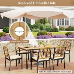 Tangkula 7 PCS Patio Dining Set W/ 2" Umbrella Hole And Seat Cushions For Garden -Tangkula GUEST 6798334f 6b45 44ff b393 e107c8b1b031
