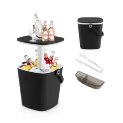 Tangkula Portable Cooler Table With Handle Cooler W/ Lift Top Lid & Bottle Opener 3-in-1 Outdoor Cocktail Drink Table Black/Blue 16 Tangkula Portable Cooler Table With Handle Cooler W/ Lift Top Lid & Bottle Opener 3-in-1 Outdoor Cocktail Drink Table Black/Blue -Tangkula GUEST 67c68dc9 5e28 4053 841c 6dd8dc60d347