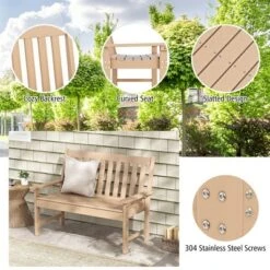 Tangkula Garden Bench All-Weather HDPE 2-Person Outdoor Bench For Front Porch Backyard Gray -Tangkula GUEST 67df0e77 cd03 47be 9995 3df1fbd2f2b5