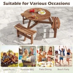 Tangkula 6-Person Round Picnic Table Set W/ 3 Built-in Benches 2" Umbrella Hole 17 Tangkula 6-Person Round Picnic Table Set W/ 3 Built-in Benches 2" Umbrella Hole -Tangkula GUEST 68591839 a8ef 4fc4 b925 ab4aaf608029
