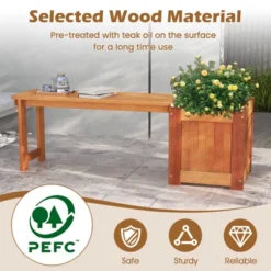 Tangkula Bench With Planter Box 2 In 1 Wooden Flower Box Kit With Seat Open-ended Base Slotted Construction 1/2pcs -Tangkula GUEST 68b29023 c3d8 48f0 a6f5 5d6b3b26b1f2