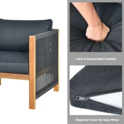 Tangkula 8PCS Acacia Wood Outdoor Patio Furniture Set Cushioned Sofa W/Nylon Rope Armrest 13 Tangkula 8PCS Acacia Wood Outdoor Patio Furniture Set Cushioned Sofa W/Nylon Rope Armrest -Tangkula GUEST 693a3c18 46dc 4c2a aec9 36c03fc3127e