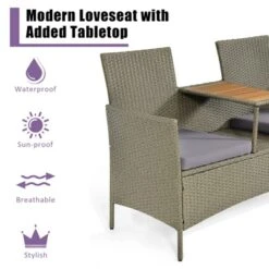 Tangkula Outdoor Patio Rattan Loveseat Sofa Double Conversation Set W/Cushion & Built-in Table 13 Tangkula Outdoor Patio Rattan Loveseat Sofa Double Conversation Set W/Cushion & Built-in Table -Tangkula GUEST 6a546361 be89 46b8 a8fe 0b93fd8c201f