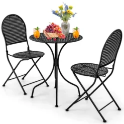 Tangkula 3 PCS Patio Bistro Set All-weather Metal Table & Chair Set For 2 Person Modern Furniture Set -Tangkula GUEST 6a69126d e094 48b6 a4fa 0e62151e1f51